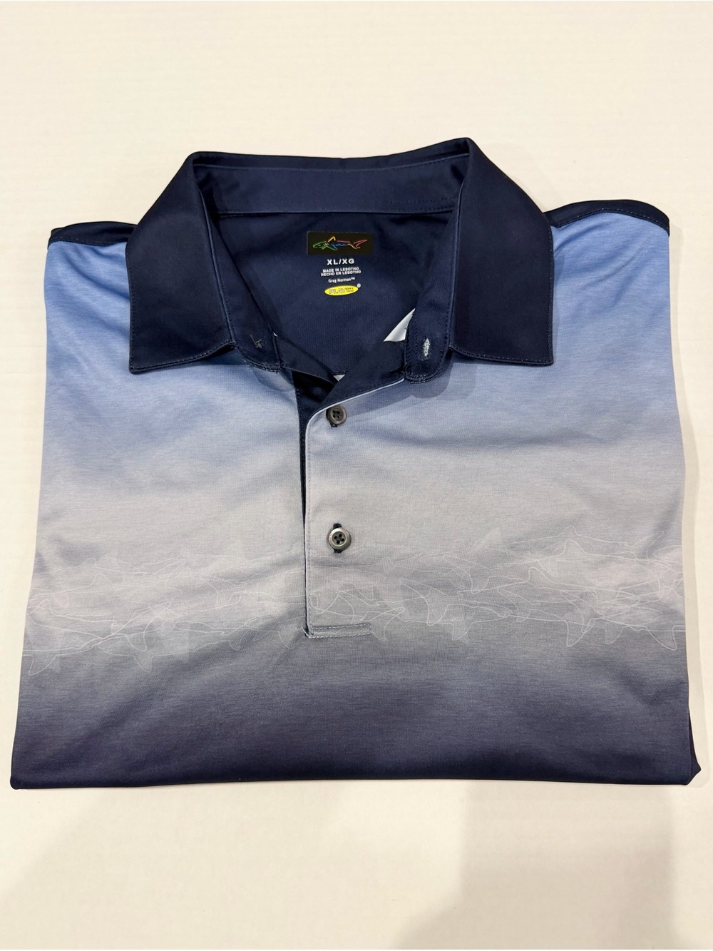Greg Norman Collection Ombre Polo in Navy and Light Blue